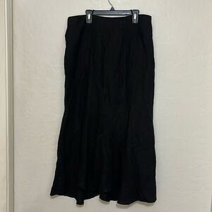 Cut Loose Black Linen Skirt Minimalist Lagenlook Pull On Bohemian